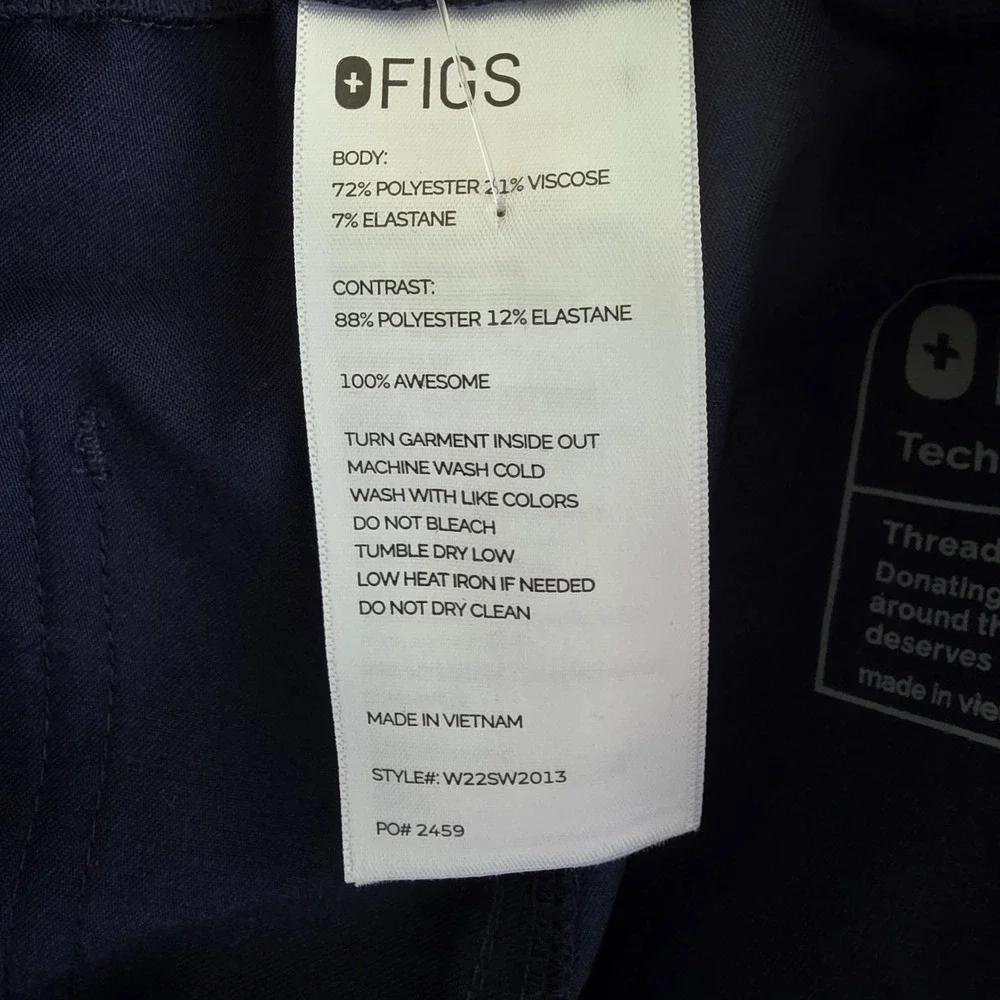 FIGS‎ Scrub Pants Navy Blue L Technical Collection Drawstring Pockets